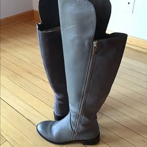 Michael Kors Gray Leather & Suede Over the Knee Boots